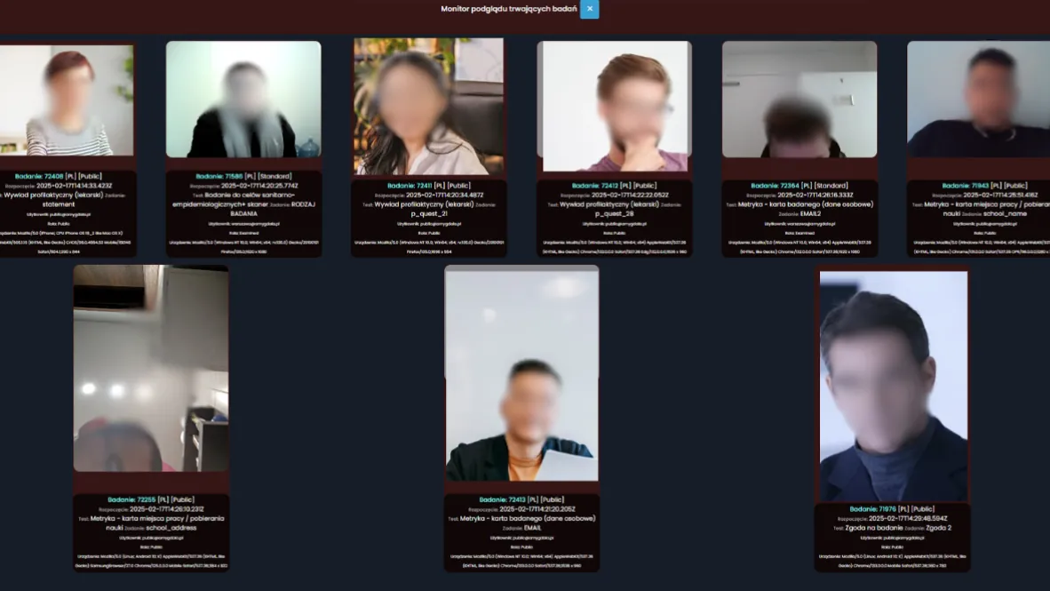 Podgląd stanowisk badawczych u dyżurującego specjalisty